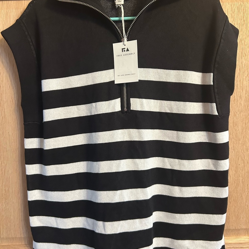 Women's Black and White Striped Blouse